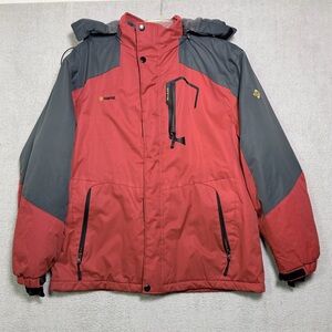 GEMYSE Ski Jacket Winter Waterproof Coat Men’s 2XL Red Detachable Hood Insulated